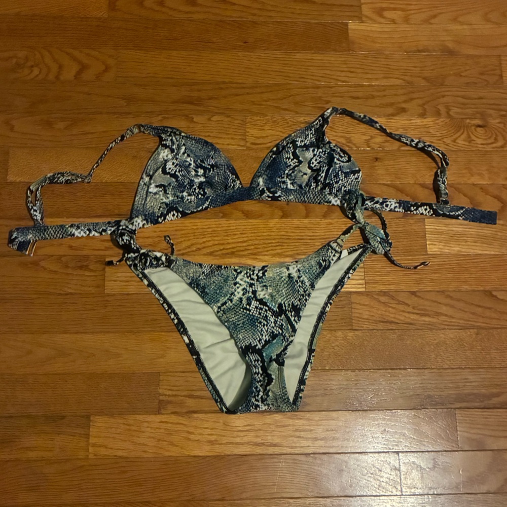 Shade & Shore Snake Print Bikini L Top M Bottom
